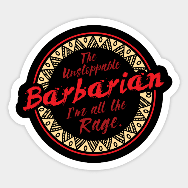 Dungeons & Dragons Barbarian Class Sticker by Natural 20 Shirts